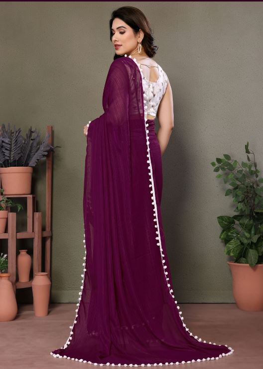 Sari violet en soie Banglori Sari Indien