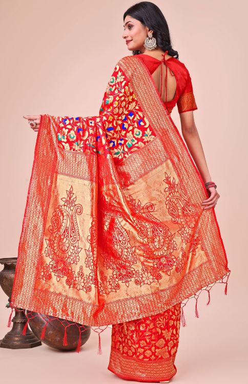 Sari en pure soie avec tissage jacquard Sari Indien