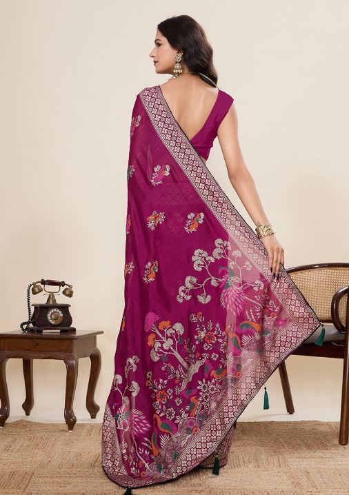 Sari violet en coton Sari Indien