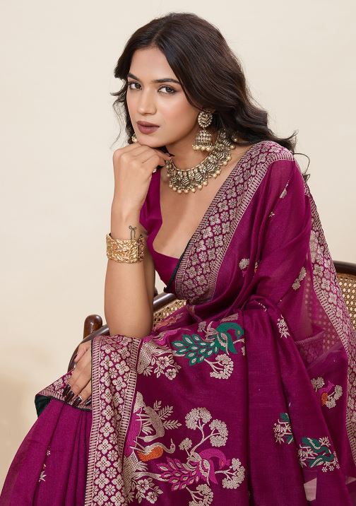 Sari violet en coton Sari Indien