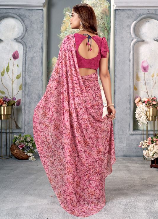 Sari en chiffon à imprimé floral Sari Indien