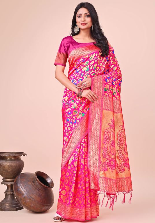 Sari en pure soie avec tissage jacquard Sari Indien