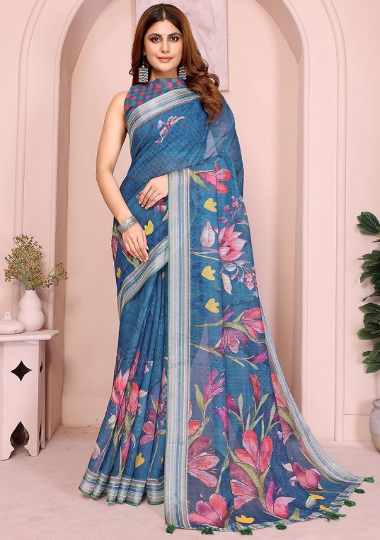 Sari en coton et lin Sari Indien