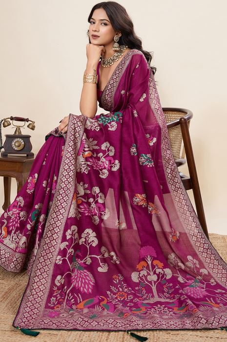 Sari violet en coton Sari Indien