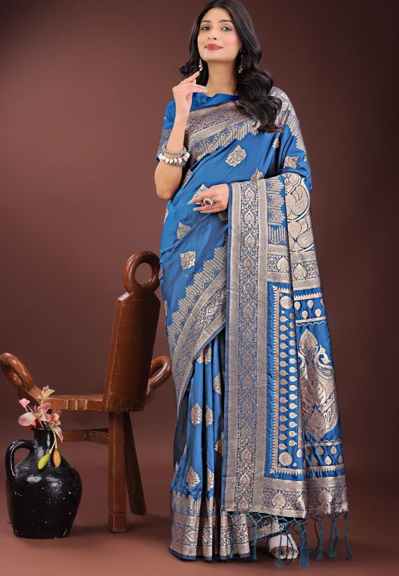 Sari en pure soie avec tissage zari Sari Indien