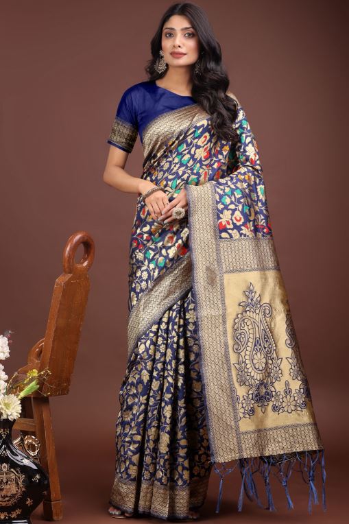 Sari en pure soie avec tissage jacquard Sari Indien