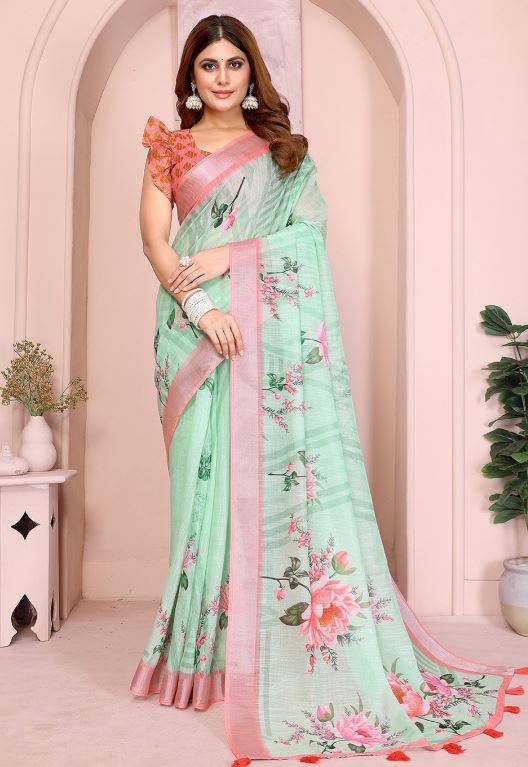 Sari en coton et lin Sari Indien