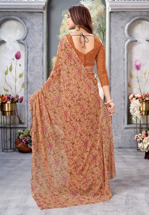 Sari en chiffon à imprimé floral Sari Indien