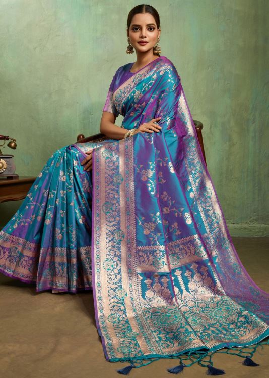Sari Banarasi fuchsia en pure soie Sari Indien