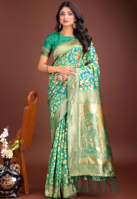 Sari en pure soie avec tissage jacquard Sari Indien