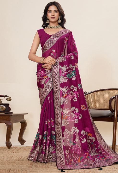 Sari violet en coton Sari Indien