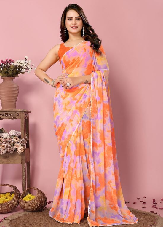 Sari en chiffon style contemporain Sari Indien