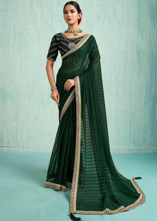 Sari en chiffon uni Sari Indien