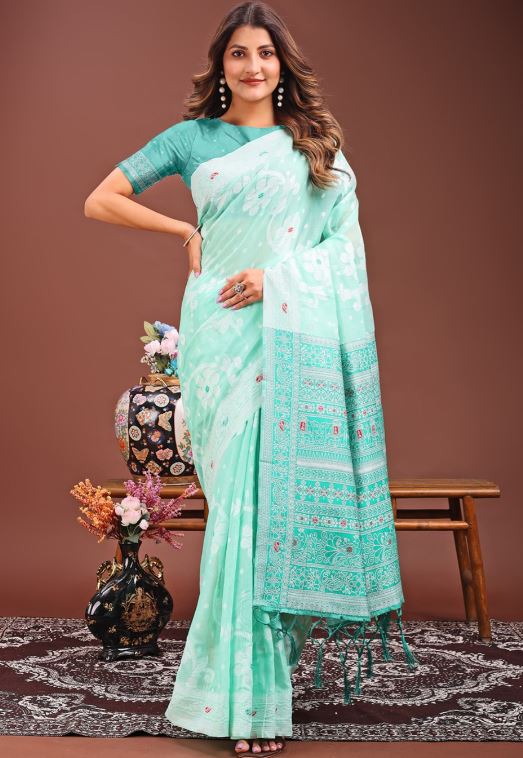 Sari en coton et lin Sari Indien