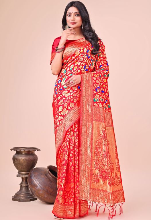 Sari en pure soie avec tissage jacquard Sari Indien