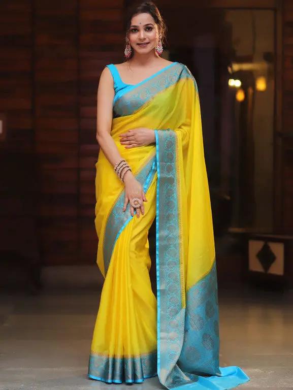 Sari uni en nylon semi-soie Sari Indien