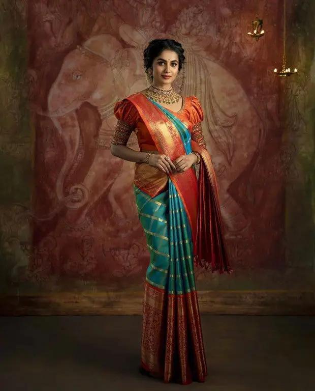 Sari en pure soie de Lichi Sari Indien