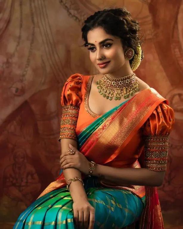 Sari en pure soie de Lichi Sari Indien