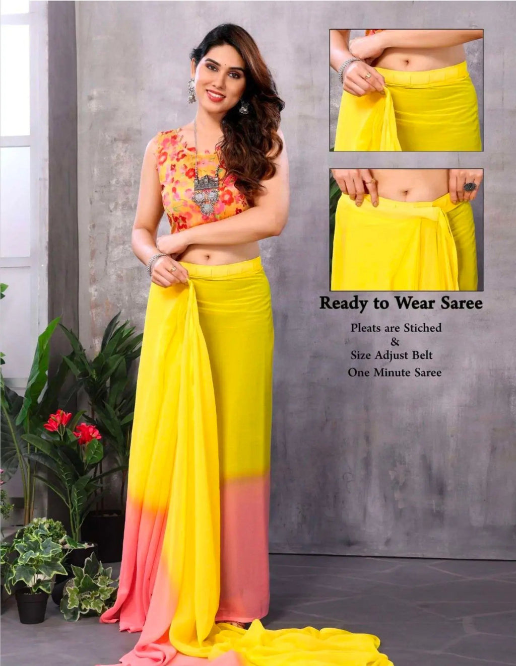 One minute sari georgette floral Sari Indien