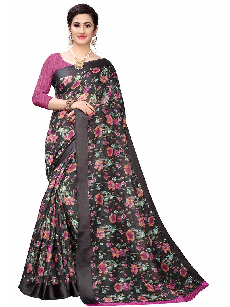 Sari floral en coton Sari Indien