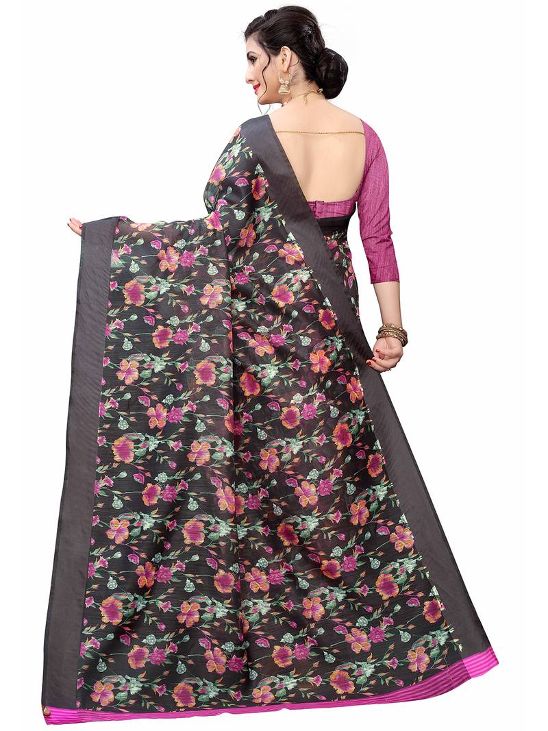 Sari floral en coton Sari Indien