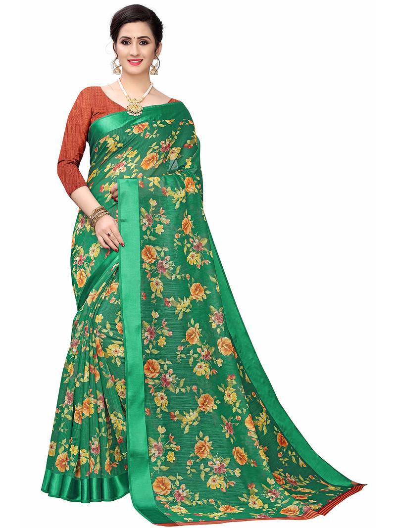 Sari floral en coton Sari Indien